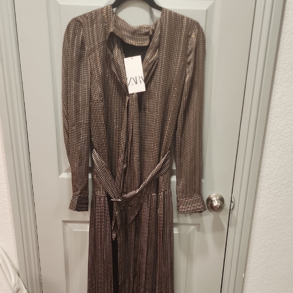 Zara Checkered Long Sleeve Dress